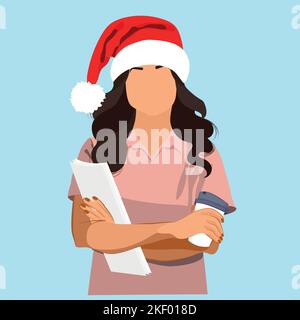 Arzt Und Krankenschwester Glücklich In Weihnachtsfeier, Physiologie, Struktur, Ärzteschaft, Morphologie, Gesund. Vektorgrafik Stock Vektor