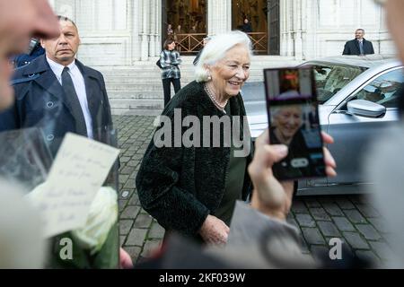 Brüssel, Belgien, 15. November 2022. Königin Paola von Belgien, abgebildet während der Messe Te Deum, anlässlich des Königsfestes, in der Kathedrale St. Michael und St. Gudula (Kathedrale St. Michel et Gudule / Sint-Michiels- en Sint-Goedelekathedral), in Brüssel, Dienstag, den 15. November 2022. BELGA FOTO JAMES ARTHUR GEKIERE Stockfoto