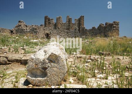 Basilika von Aspendos Ancient City in Antalya City, Turkiye Stockfoto