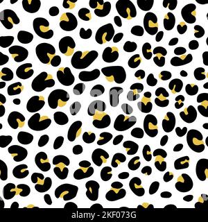 Nahtloses Muster im abstrakten Leopardenmuster in Tierhaut. Jaguar, Gepard, Panther.Schwarz und weiß und Gold Hintergrund.Stock Vektor Illustration. Stock Vektor