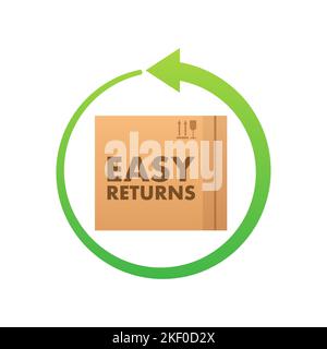 Easy Returns Schild, Etikett. Lieferservice. Vektorgrafik. Stock Vektor