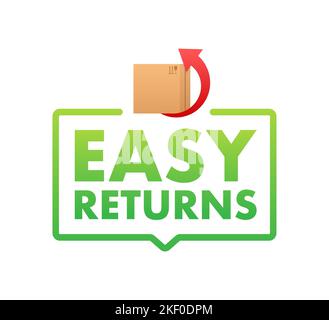 Easy Returns Schild, Etikett. Lieferservice. Vektorgrafik. Stock Vektor