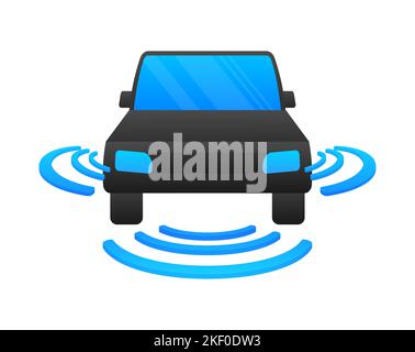 Autonomes selbstfahrendes Auto, fahrerloses Auto. Vektorgrafik. Stock Vektor