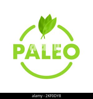 Paleo Diät-Zeichen, Etikett. Diät-Menü. Sauberes Esskonzept. Vektorgrafik. Stock Vektor