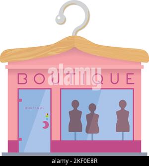 Flaches Design isoliert Modegeschäft. Niedliche Boutique Gebäude Vektor Illustration Stock Vektor