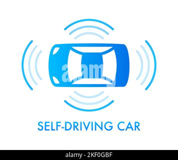 Autonomes selbstfahrendes Auto, fahrerloses Auto. Vektorgrafik. Stock Vektor
