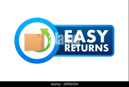 Easy Returns Schild, Etikett. Lieferservice. Vektorgrafik. Stock Vektor