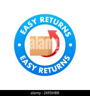 Easy Returns Schild, Etikett. Lieferservice. Vektorgrafik. Stock Vektor