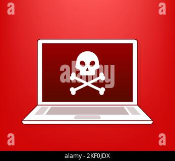 Cyberangriff. Daten Phishing mit Angelhaken, Laptop, Internet-Sicherheit. Vektorgrafik. Stock Vektor