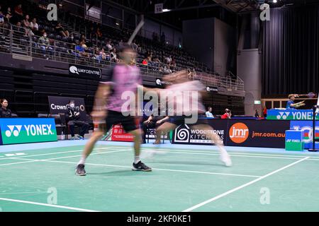 SYDNEY, AUSTRALIEN - 15. NOVEMBER: Langzeitbelichtungsfotografie Po-Hsuan Yang und Ling Fang Hu aus Taiwan in Aktion am 0. Tag der Sathio Group Australian Open 2022 im Quaycenter am 15. November 2022 Stockfoto