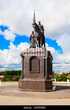 Denkmal für Großfürst Wladimir und St. Fedor in Wladimir Stadt, Goldener Ring von Russland Stockfoto