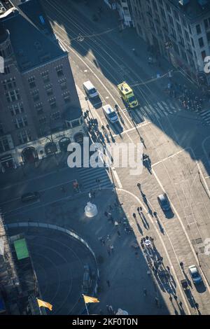 Luftaufnahme der inneren Stadt von Amsterdam, Niederlande Stockfoto