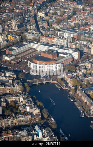 Luftaufnahme der inneren Stadt von Amsterdam, Niederlande Stockfoto