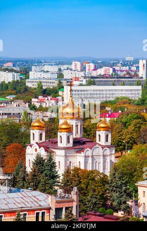 Christus der Erlöser oder Spassky-Kathedrale Luftaufnahme in Pyatigorsk, einer Kurstadt in kaukasischen Mineralwässern Region in Russland, Stawropol Region in Russland Stockfoto