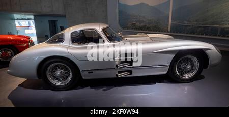 1955 Mercedes-Benz 300 SLR Uhlenhaut Coupé, Mercedes Benz Museum, Stuttgart, Deutschland Stockfoto