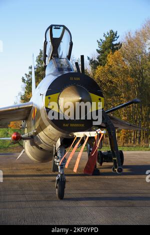 English Electric, /BAC Lightning F6, XS904, Lightning Preservation Group Evening Engine Run, 12.. November 2022, Bruntingthorpe, England, Stockfoto