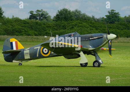 Hawker Sea Hurry mk 1b, Z7015, G-BktH, am Old Warden Airfield, Biggleswade, Bedfordshire, England, Vereinigtes Königreich, Stockfoto