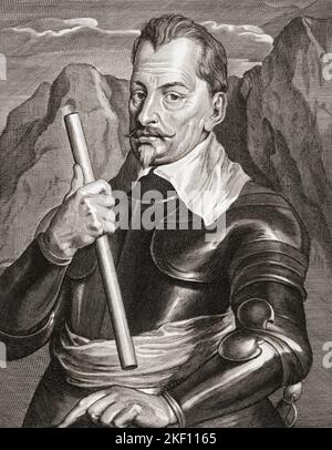 Albrecht Wenzel Eusebius von Wallenstein auch von Waldstein, 1583 – 1634. Böhmischer Militärführer und Politiker. Aus einem Druck aus dem 17.. Jahrhundert, der auf dem Gemälde von Sir Anthony van Dyck basiert. Stockfoto