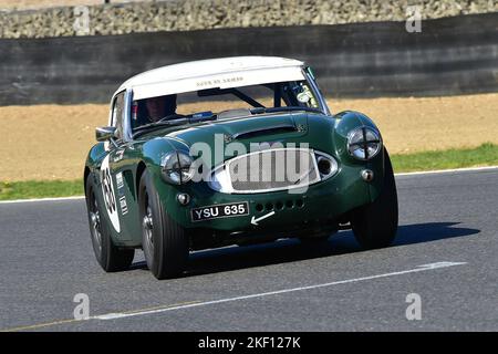 Mark Pangborn, Harvey Woods, Austin Healey 3000, Gentlemen Drivers Pre-66 GT Cars, ein zweiminütiges Rennen mit GT-Autos, von denen viele auch fahren Stockfoto