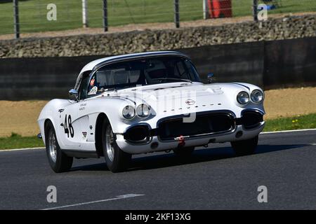 Peter James, Alan Letts, Chevrolet Corvette, Gentlemen Drivers Pre-66 GT Cars, ein neunzigminütiges zwei-Fahrer-Rennen mit GT-Autos, von denen viele es wären Stockfoto