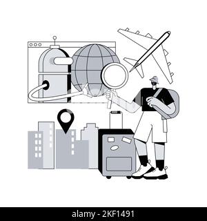 KI in Reise und Transport abstrakte Konzept Vektor Illustration. Künstliche Intelligenz im Transportwesen, KI-Reiseempfehlungen, Smart Booking, abstrakte Metapher für Echtzeit-Tracking. Stock Vektor