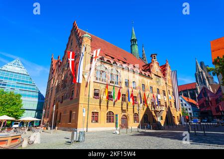 Das Ulmer Rathaus oder das Ulmer Rathaus befindet sich in der Ulmer Altstadt Stockfoto