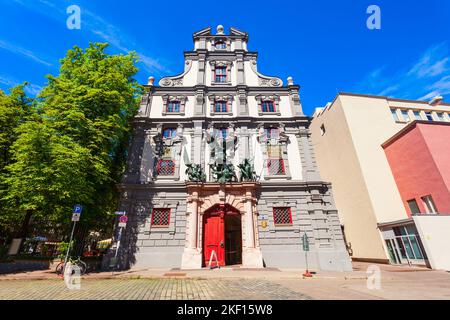 Das zeughaus in der Augsburger Altstadt. Augsburg ist eine Stadt in Schwaben, Bayern in Deutschland. Stockfoto