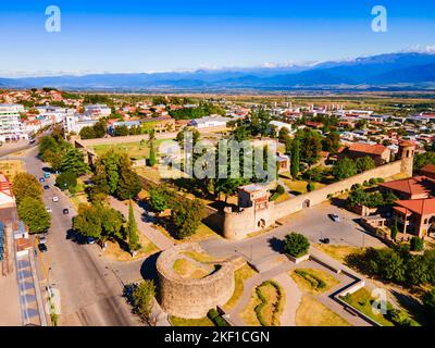 BationisFestung Tsikhe Luftpanorama in Telavi. Telavi ist die Hauptstadt der Provinz Kacheti in Georgien. Stockfoto