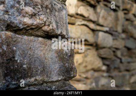 Eine Selektion einer uralten Steinwand-Textur Stockfoto