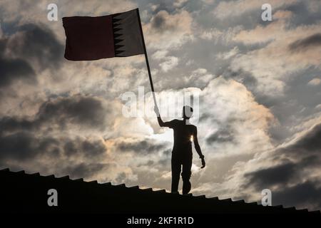 Die Spieler des Jugendclubs Rafah posieren ein Mannschaftsspiel "Ecuadors" gegen den Union Club Khan Yunis, das als "Qatar"-Team in einem WM-Spiel 2022 in Katar spielt Stockfoto