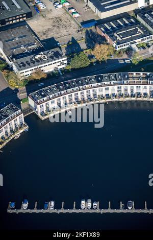 Luftaufnahme der inneren Stadt von Amsterdam, Niederlande Stockfoto