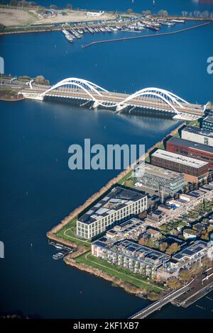Luftaufnahme der inneren Stadt von Amsterdam, Niederlande Stockfoto