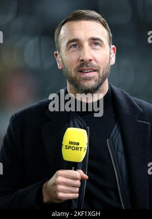 Der ehemalige Spieler Glenn Murray aus Brighton und Hove Albion vor dem ersten Spiel des Emirates FA Cup im Pride Park Stadium, Derby. Bilddatum: Dienstag, 15. November 2022. Stockfoto