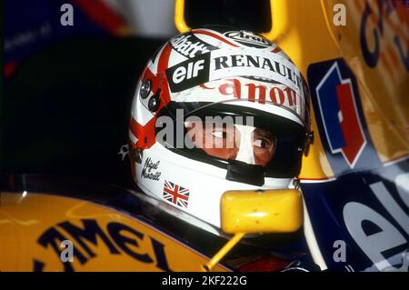 NIGEL MANSELL WILLIAMS RENAULT Belgien Formel 1 Grand Prix GP Spa Francorchamps August 30. 1992 Stockfoto