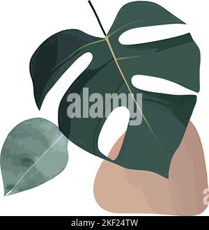 Ein Vektor aus grünen Blättern auf grauem Hintergrund Stock Vektor