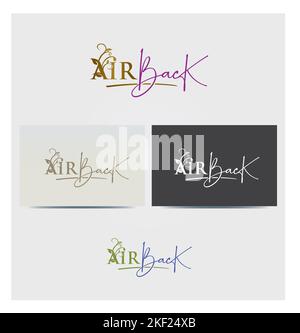 Letter Air Back Logo, Icon, Logo für Firmenkunden, Kartenmock in mehreren Farben, Gold, Lila, Floral Romantic Stock Vektor