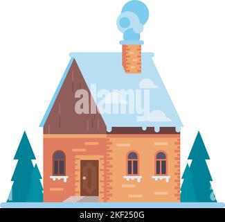 Gelbes Haus mit Schnee Stock Vektor