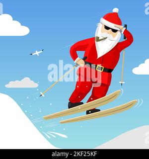 weihnachtsmann in einer Schanze in den Bergen Stock Vektor