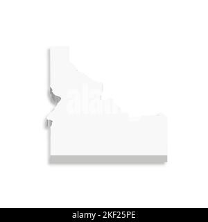 Idaho, Bundesstaat USA - weißer Vektor 3D Karte des Landgebiets. Stock Vektor