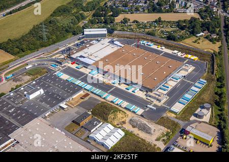 Luftaufnahme, Amazon Logistikzentrum, Rüdinghausen, Witten, Ruhrgebiet, Nordrhein-Westfalen, Deutschland, DE, Europa, Handelsunternehmen, Kommerziell Stockfoto