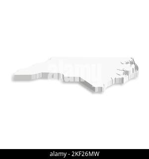 North Carolina, Bundesstaat USA - weißer Vektor 3D Karte des Landgebiets. Stock Vektor
