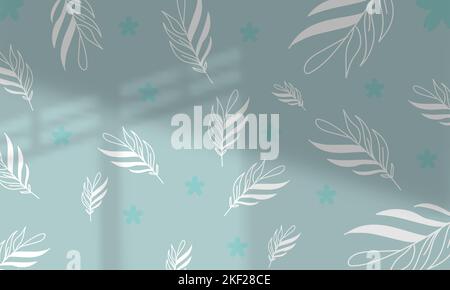 Ein Vektormuster aus weißen Blättern auf einem opalfarbenen Hintergrund mit einem Schatten Stock Vektor