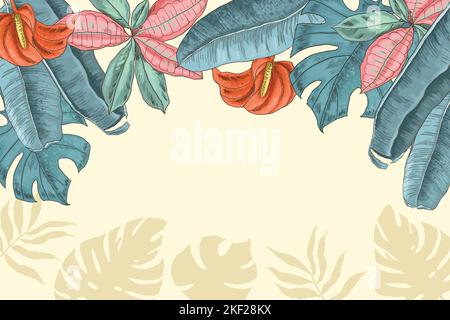 Aquarell tropische Blätter Hintergrund Vektor Design Illustration Vektor Stock Vektor