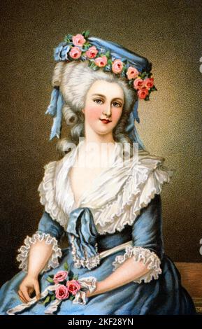 1770S MARIE THERESE LOUISE DE SAVOIE MADAME LAMBALLE FREUNDIN VON MARIE ANTOINETTE NACH EINEM GEMÄLDE VON LOUIS-EDOUARD RYOULT - KA9424 HAR001 HARS MODE MADAME ROSA ROSEN JUNGE ERWACHSENE FRAU 18TH JAHRHUNDERT ANTOINETTE KAUKASISCHE ETHNIE HAR001 MARIE ALTMODISCH GEPUDERT DUMMEN HUT Stockfoto