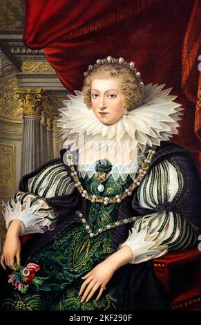 1620S KÖNIGLICHES PORTRÄT VON ANNA MARIE VON ÖSTERREICH EHEFRAU VON KÖNIG LUDWIG XIII. MUTTER LUDWIGS XIV. VON PETER PAUL RUBENS - KA9426 HAR001 HARS ANNE AUSTRIA ABKÖMMLING POSTKARTE STILVOLLE DIADEM MODE LOUIS XIII REGAL RUFF RÜSCHENKRAGEN VIRAGO ÄRMEL JUNGE ERWACHSENE FRAU 1620S KAUKASISCHE ETHNIE HAR001 LOUIS XIV MARIE ALTMODISCHE RUBENS Stockfoto