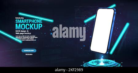 Hologram 3D futuristisches Mobiltelefon mit leerem Bildschirm Stock Vektor