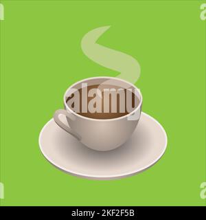 Symbol Für Kaffeetasse. Cafe-Konzept, Cartoon von Sichel Vektor-Symbol für Web-Design isoliert auf grünem Hintergrund - Vektor. Vektorgrafik Stock Vektor