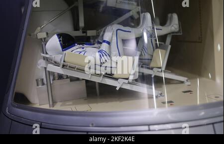 8. Dezember 2021, Sotschi, Russland. Ein Nachbau der wiederverwendbaren russischen bemannten Raumsonde Orel (Föderation). Stockfoto