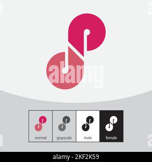 Designvektor für D- und P-Logos. Vektorgrafik. Rosa und lila Stock Vektor