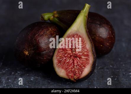 Makro-Food-Fotografie von Feigen, frisch, Obst Stockfoto